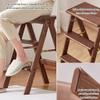 3 Layers Ash Wood Step Chair Multipurpose Folding Ladder Chair, Stablize Sofa Side Table Living Room Storage Rack view 4