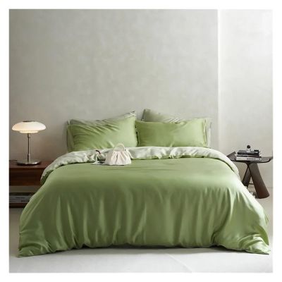 Green Bedding Set Double Color Queen Kinig Duvet Cover Pillowcase Flat Sheet Bed Cover Set,Bed