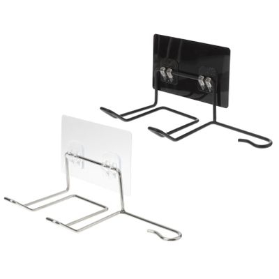 CANIGHT 2pcs Hair Dryer Rack Punch Wall Bracket for Bathroom -saving Storage Hook Holder for Hair Tools Easy to Install Black White