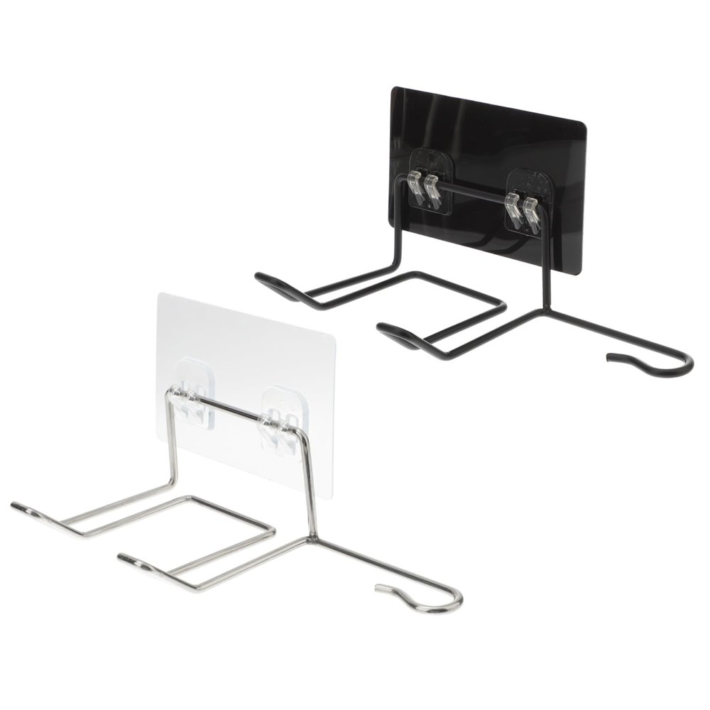CANIGHT 2pcs Hair Dryer Rack Punch Wall Bracket for Bathroom -saving Storage Hook Holder for Hair Tools Easy to Install Black White