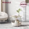 VASAGLE LILEA Collection - Side Table with Charging Station, Round End Table with Fabric Basket, Nightstand with USB Ports, for Living Room, Bedroom, Modern, Cream White ULET228N01 view 3