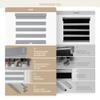 Boolegon Zebra Blinds for Windows, Cordless Blinds for Indoor Windows, Dual Layer Roll Up Window Blinds, Blackout Window Shades for Home, Office, Easy to Install, Grey, 63" W x 56" H view 4