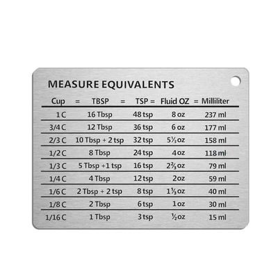 DIIOOMIEEU Professional Measurement Conversion Chart Refrigerator Magnet Stainless Steel Conversions for Cups Tablespoons Teaspoons