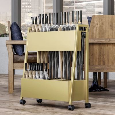 KYTGFH Umbrella Stand, Umbrella Stand Holder for Office Entryway, Integrated Metal Umbrella Stand, Umbrella Rack Free Standing Organizer with Drain Hole, Umbrella Stand Indoor I,Gold,with Wheels