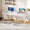 Tribesigns 2-Person Office Computer Desk, 78.7-Inch Extra Long Desk, Large Double Writing Desk for Home Office, Workstation Work Desk for Two People with Stylish Legs (White) view 3
