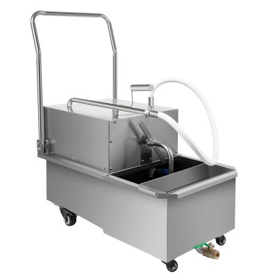55 L /14.5 Gal Restaurant Oil Filter Machine, 550W Commercial Mobile Fryer Oil Filter Machine, Deep Fryer Oil Filter Truck Fryer Filter Frying Oil Filtering System for Restaurant (US Stock)