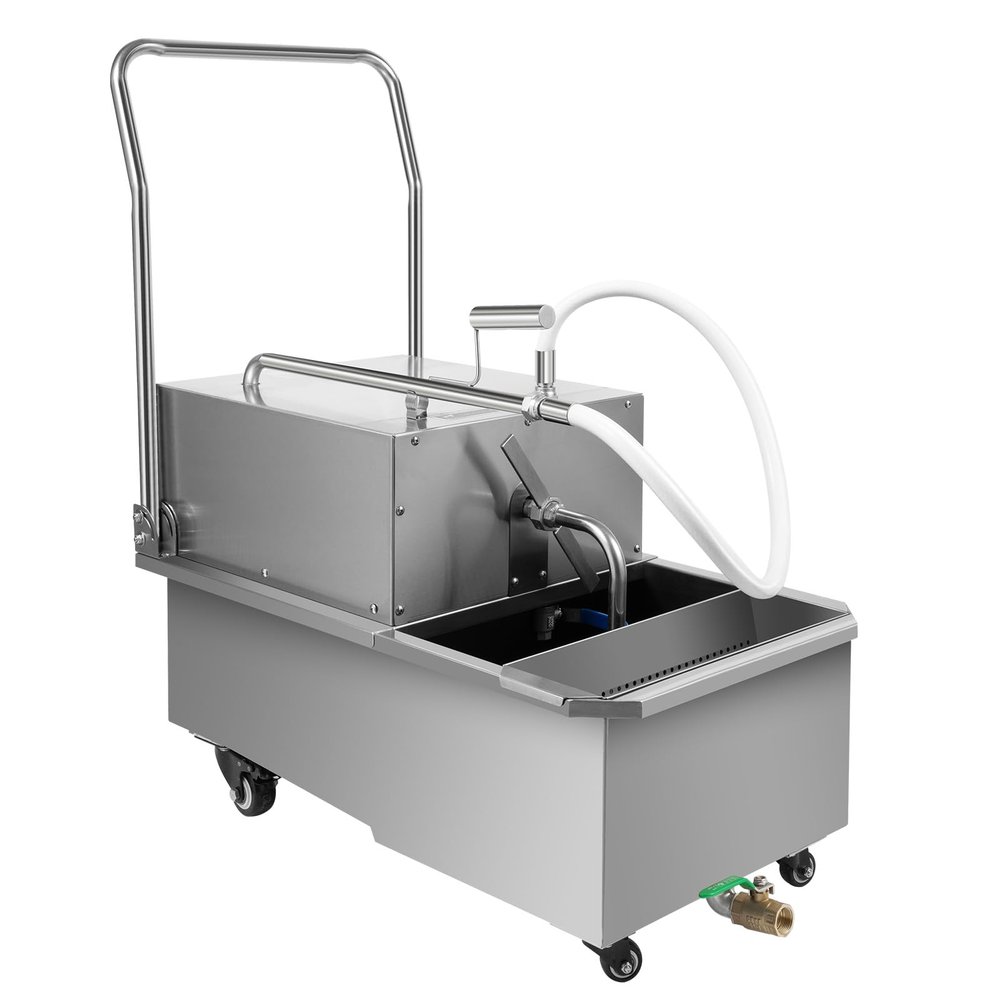 55 L /14.5 Gal Restaurant Oil Filter Machine, 550W Commercial Mobile Fryer Oil Filter Machine, Deep Fryer Oil Filter Truck Fryer Filter Frying Oil Filtering System for Restaurant (US Stock)