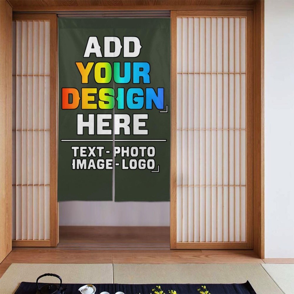 Personalized Custom Doorway Curtain Add Your Photo Door Way Curtain Panel, Room Dividers Fengshui Curtain Tapestry 27.5"x 35" for Home Kitchen Bistro Restaurant Partition Shading Decor, Army Green