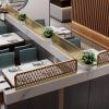 JIXDILO Metal Hollow Dividers for Dining Areas, Restaurant Booth Privacy Screen Panel Partition, Countertop Low Fence Divide for Hotel Bar(11.8x23.6in, GoldenA) view 2