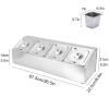 JIXDILO Pizza Topping Station with Pans and Lids, Inclined Stainless Steel Countertop Dispenser Spice Rack, Seasoning Sauce Salad Jam Fruits Ingredients Shelf (Single 4-Grid, 1/6) view 2