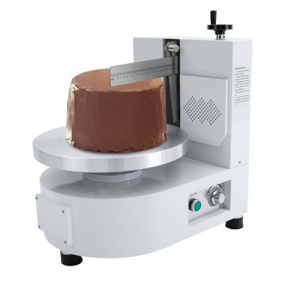 12inch Cake Cream Spreading Machine, Auto Cake Cream Spreading Coating Edge Smoothing Machine Adjustable 11 Speeds Birthday Cake Cream Smooth Coating Decoration Machine w/Pan and Scraper (White)