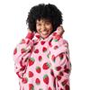 Bioworld Strawberries All-Over Print Pink Long Sleeve Oversized Hoodie Wearable Blanket-OSFA view 4