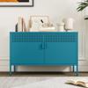 Chshin Metal Storage Cabinet with Doors,Blue Accent Cabinet,Metal Locker Storage Cabinets,2 Door TV Media Stand with Removable Shelves for,Home,Office,Entryway,Living Room view 1