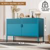 Chshin Metal Storage Cabinet with Doors,Blue Accent Cabinet,Metal Locker Storage Cabinets,2 Door TV Media Stand with Removable Shelves for,Home,Office,Entryway,Living Room view 2