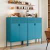 Chshin Metal Storage Cabinet,Kitchen Pantry Storage Cabinets with Doors,Buffet Cabinet with 2 Adjustable Shelves,Blue Pantry Cabinets,Steel Sideboard for Home,Shoes,Office,Dining Room view 3