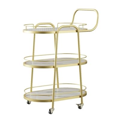 SDdPulse Storage Trolley Rolling Cart Utility Cart 3 Tier Dining Car Trolley with Wheels Mobile Hotel Restaurant Cake Delivery Car Iron Home Kitchen Storage Cart Kitchen Storage C,Gold-62 * 38 * 83cm