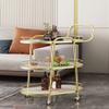 SDdPulse Storage Trolley Rolling Cart Utility Cart 3 Tier Dining Car Trolley with Wheels Mobile Hotel Restaurant Cake Delivery Car Iron Home Kitchen Storage Cart Kitchen Storage C,Gold-62 * 38 * 83cm view 2
