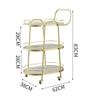 SDdPulse Storage Trolley Rolling Cart Utility Cart 3 Tier Dining Car Trolley with Wheels Mobile Hotel Restaurant Cake Delivery Car Iron Home Kitchen Storage Cart Kitchen Storage C,Gold-62 * 38 * 83cm view 3
