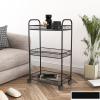 SDdPulse Storage Trolley Rolling Cart Utility Cart 3-Tier Cart Rack Living Room Storage Rack Bathroom Kitchen Floor Rack with Wheels Kitchen Storage Cart Rolling Storage Cart,Nero-40 * 25 * 76cm view 2
