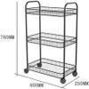 SDdPulse Storage Trolley Rolling Cart Utility Cart 3-Tier Cart Rack Living Room Storage Rack Bathroom Kitchen Floor Rack with Wheels Kitchen Storage Cart Rolling Storage Cart,Nero-40 * 25 * 76cm view 3