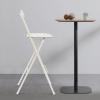 Kreiaoer Folding Bar Stool with Backrest, Leather Padded Tall Folding Chair, Portable Folding Stool Tall Bar Stools, Portable Stools for Adults, Outdoor, Camping, Kitchen, Shop, Cafe (White, 1 Pcs) view 4