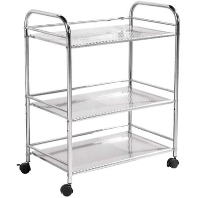 Storage Trolley Rolling Cart Utility Cart 3-Tier Metal Rolling Cart Kitchen Trolley Stainless Steel Cart Storage Detachable Serving Trolley Kitchen Cart Kitchen Storage C,60 * 35 * 77CM