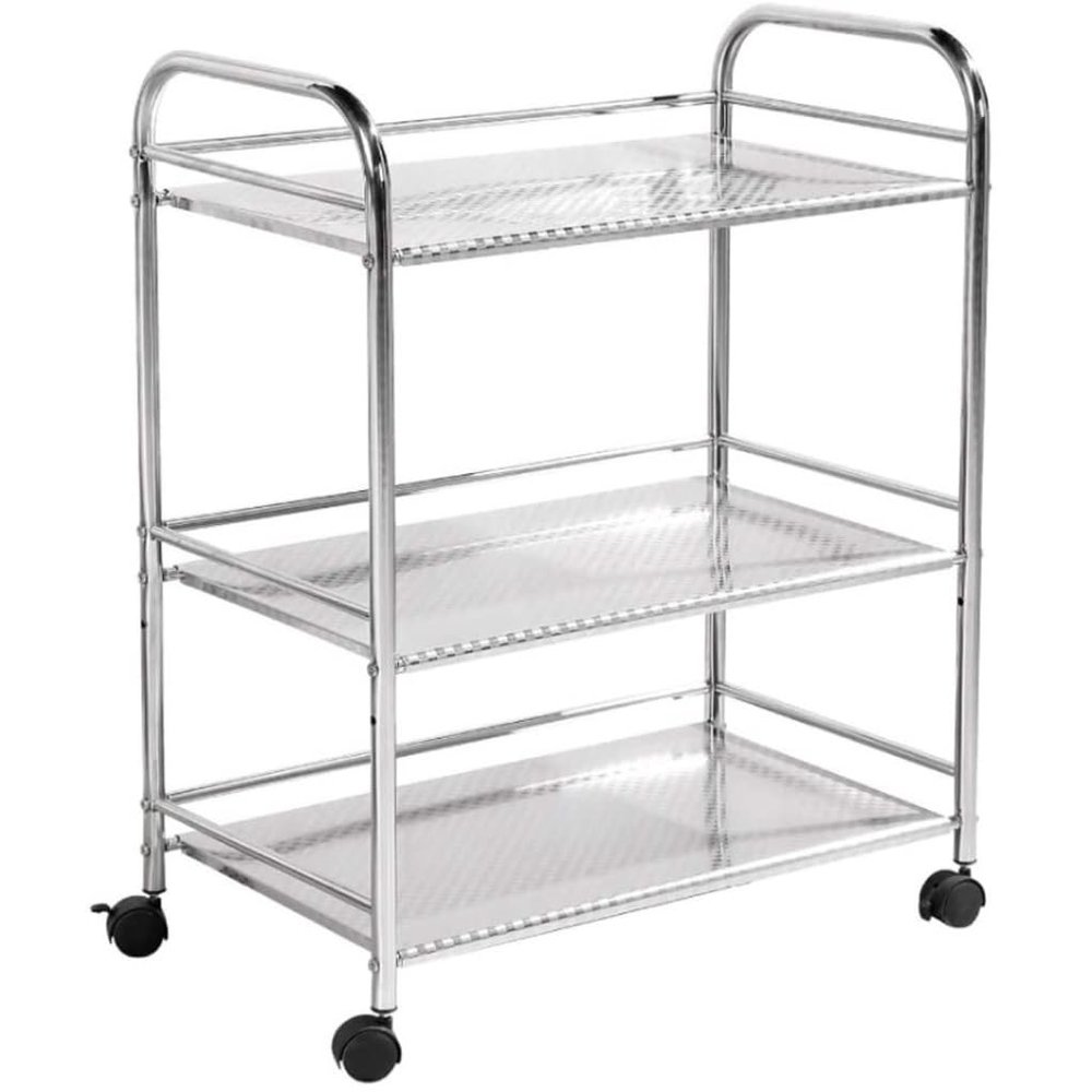 Storage Trolley Rolling Cart Utility Cart 3-Tier Metal Rolling Cart Kitchen Trolley Stainless Steel Cart Storage Detachable Serving Trolley Kitchen Cart Kitchen Storage C,60 * 35 * 77CM