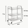 Storage Trolley Rolling Cart Utility Cart 3-Tier Metal Rolling Cart Kitchen Trolley Stainless Steel Cart Storage Detachable Serving Trolley Kitchen Cart Kitchen Storage C,60 * 35 * 77CM view 3