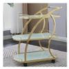 Storage Trolley Rolling Cart Utility Cart 3 Tier Stainless Steel Trolley with Armrests and Wheel Mobile Rolling Cart Home Tempered Glass Kitchen Storage Cart Kitchen Stor,Gold+white-65 * 45 * 84cm view 1