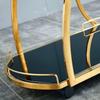 Storage Trolley Rolling Cart Utility Cart 3 Tier Stainless Steel Trolley with Armrests and Wheel Mobile Rolling Cart Home Tempered Glass Kitchen Storage Cart Kitchen Stor,Gold+white-65 * 45 * 84cm view 2