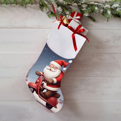FZMTLDS Christmas Stocking Santa Claus on Scooter Xmas Stockings Christmas Stockings Hanging Ornaments Personalized Hanging Stockings for Stairs Fireplace Hanging Xmas Home Decor