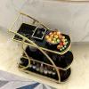 Storage Trolley Rolling Cart Utility Cart 3 Tier Metal Rolling Cart With Wheels Hotel Kitchen Dining Cart Tempered Glass Kitchen Storage Cart Kitchen Storage Cart Rolling,Gold-75*40*80cmcm view 2