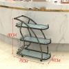 Storage Trolley Rolling Cart Utility Cart 3 Tier Metal Rolling Cart With Wheels Hotel Kitchen Dining Cart Tempered Glass Kitchen Storage Cart Kitchen Storage Cart Rolling,Gold-75*40*80cmcm view 3