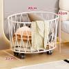 Rolling Laundry Basket with 360 Universal Wheels, Carbon Steel Frame Laundry Cart with Wheels, for Living Room Bedroom Bathroom Balcony(White) view 2