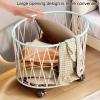 Rolling Laundry Basket with 360 Universal Wheels, Carbon Steel Frame Laundry Cart with Wheels, for Living Room Bedroom Bathroom Balcony(White) view 3