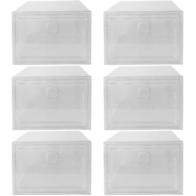 Cabilock 6pcs Transparent Plastic Shoe Storage Organizer Box Footwear Container for Sneakers Capacity Design for Home Closet Desk Organization