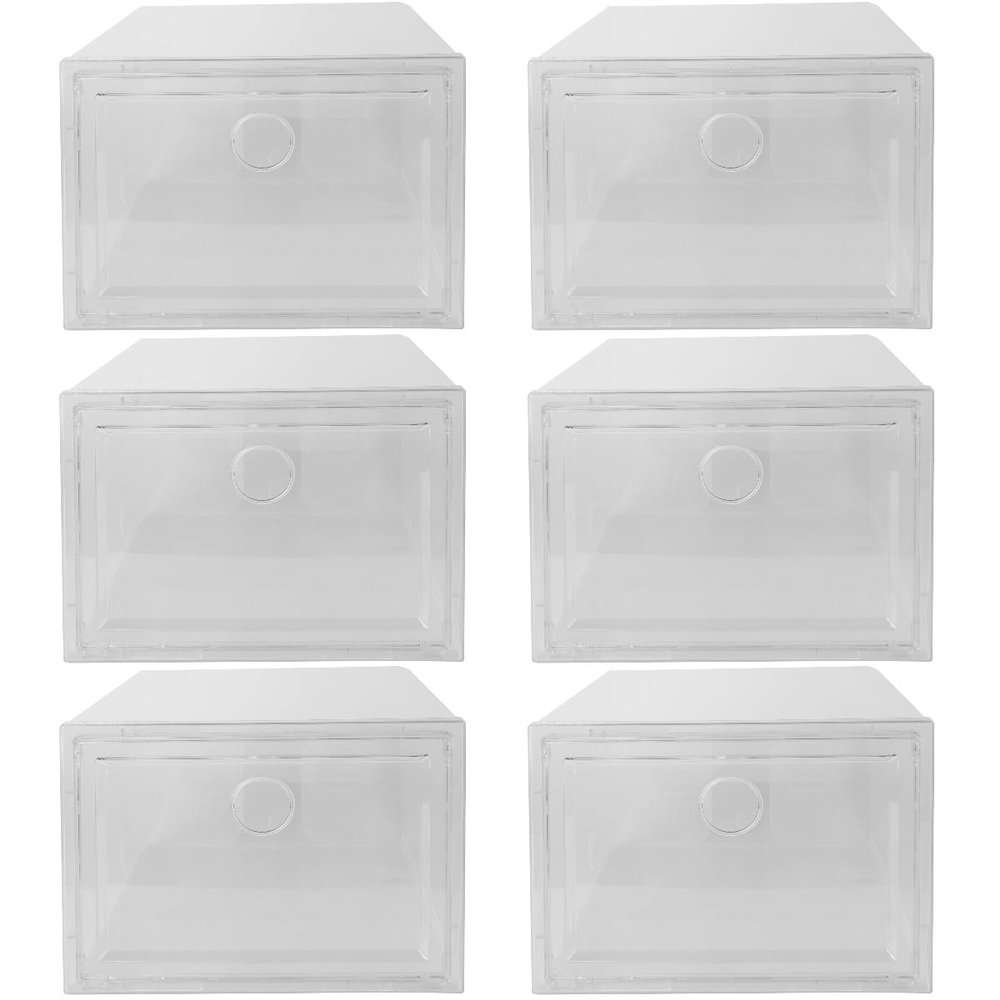Cabilock 6pcs Transparent Plastic Shoe Storage Organizer Box Footwear Container for Sneakers Capacity Design for Home Closet Desk Organization