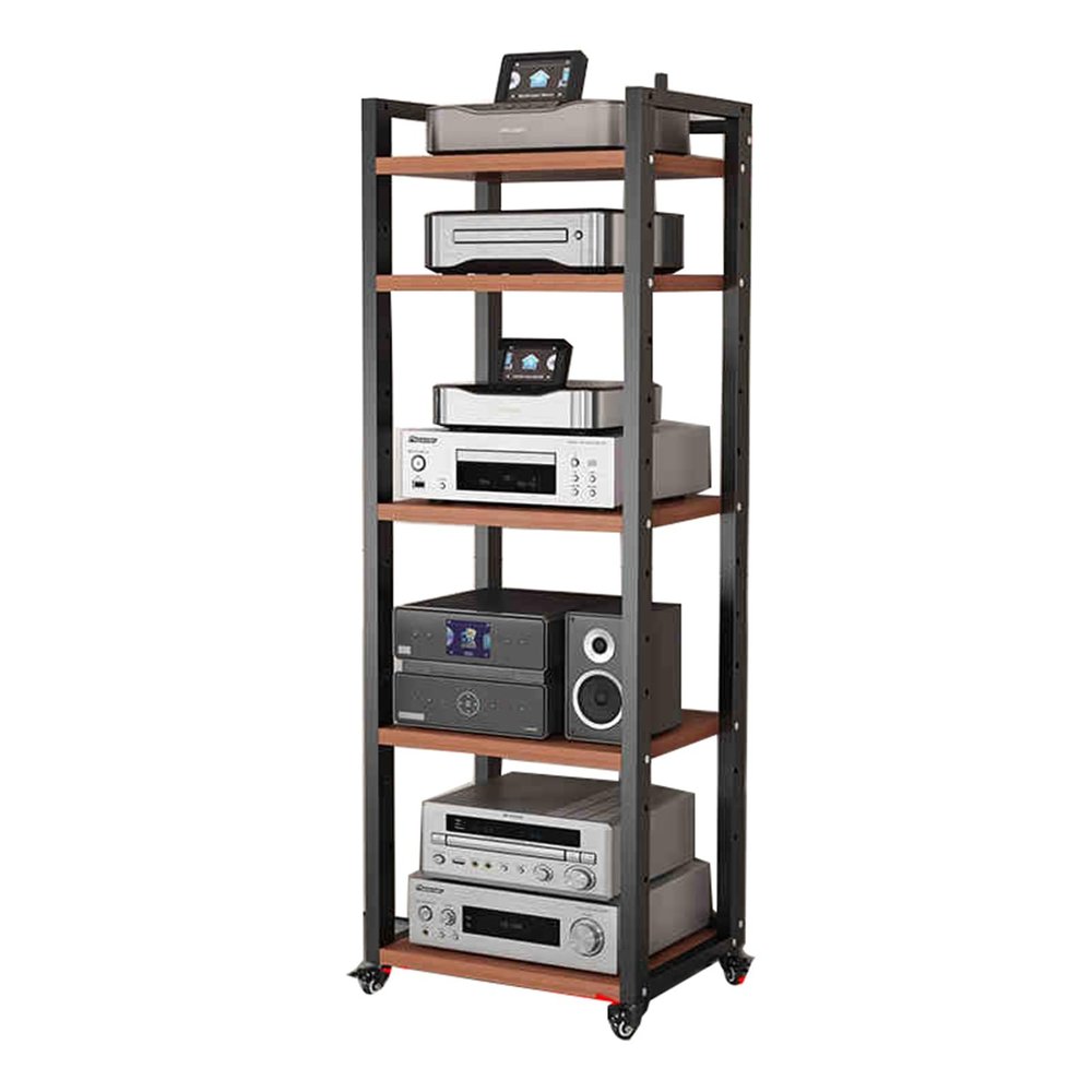 XLTFUC 5 Layer Removable AV Media Stand CD Player Stand Stereo Component Storage Cabinet with Height Adjustable Wooden Shelves for Home/Office/Theater(Color 2)