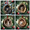 2024 Animal Christmas Ornament Wooden Hanging Pendant for Xmas Tree Keychain Backpack Home Decoration, Forest Animal Statue Art Wall Seasonal Decor (Hedgehog) view 3