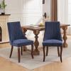 BEIDOR Linen Dining Chairs Set of 2,Comfy Fabric Upholstered Accent Chairs for Kitchen Living Room,Channel Tufted Dining Room Chairs with Curved Solid Wood Legs(Blue) view 2