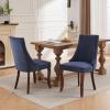 BEIDOR Linen Dining Chairs Set of 2,Comfy Fabric Upholstered Accent Chairs for Kitchen Living Room,Channel Tufted Dining Room Chairs with Curved Solid Wood Legs(Blue) view 4
