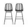 Benzara Barstool, Set of 2, Ratten, Grey, Knitted with Wire view 1