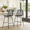Benzara Barstool, Set of 2, Ratten, Grey, Knitted with Wire view 2