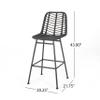Benzara Barstool, Set of 2, Ratten, Grey, Knitted with Wire view 3