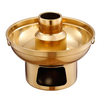MIRIAM SONG Stainless Steel Charcoal Dry Ice Hot Pots Chinese Beijing Charcoal Imitation Copper Dessert Hot Pot t for a Unique Cooking Experience and Dessert Display (Small)
