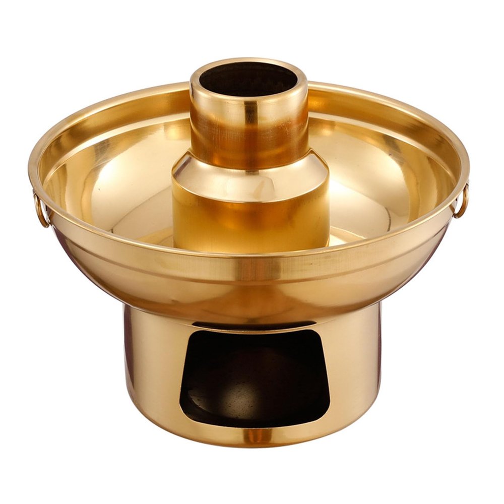 MIRIAM SONG Stainless Steel Charcoal Dry Ice Hot Pots Chinese Beijing Charcoal Imitation Copper Dessert Hot Pot t for a Unique Cooking Experience and Dessert Display (Small)