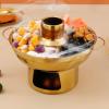 MIRIAM SONG Stainless Steel Charcoal Dry Ice Hot Pots Chinese Beijing Charcoal Imitation Copper Dessert Hot Pot t for a Unique Cooking Experience and Dessert Display (Small) view 3