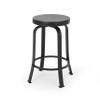 Benjara Lni Swivel Counter Stool Set of 2- Faux Wood Seat w Curved Black Metal view 3