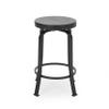 Benjara Lni Swivel Counter Stool Set of 2- Faux Wood Seat w Curved Black Metal view 4