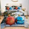 Albideyaa Red Blue Christmas Decorations Balls Comforter Set for Kids Adult Twin Size Pine Tree Branches Snow Scenery Print Bedding Duvet Set New Year Bedroom Quilt Set with 1Pillowcase view 1